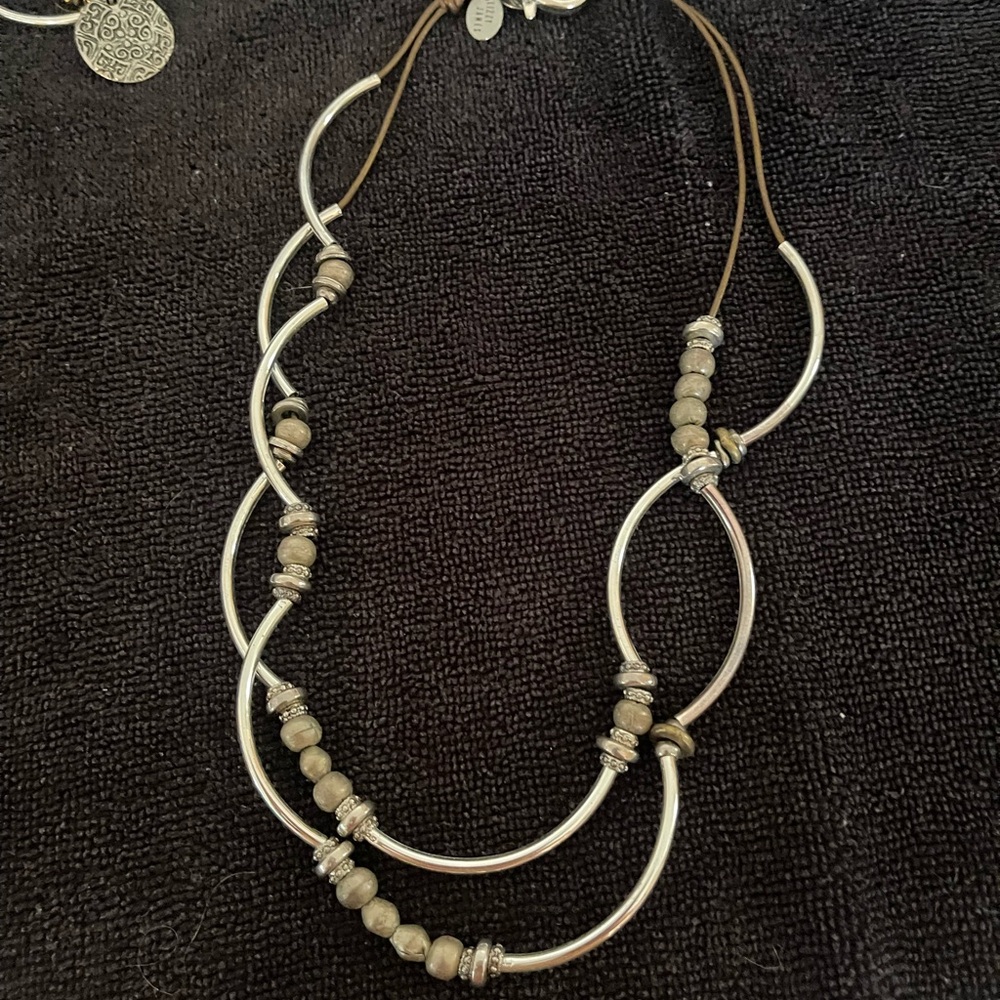 Chic Silver and Brown Beaded Necklace